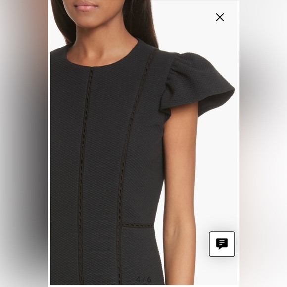 NWT Rebecca Taylor TEXTURED STRETCH FIT & FLARE DRESS IN BLACK - Picture 2 of 7